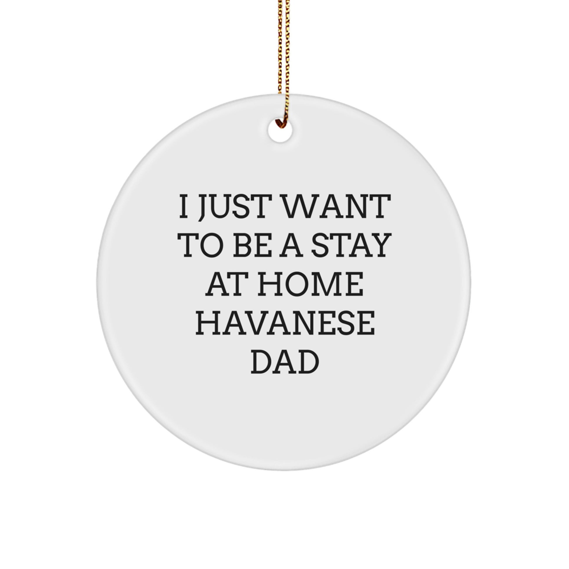Havanese Dog Lovers Gifts from Dad to Havanese Dog - I Just Want To Be A Stay At Home Havanese Dad Circle Ornament for Christmas - Image 1