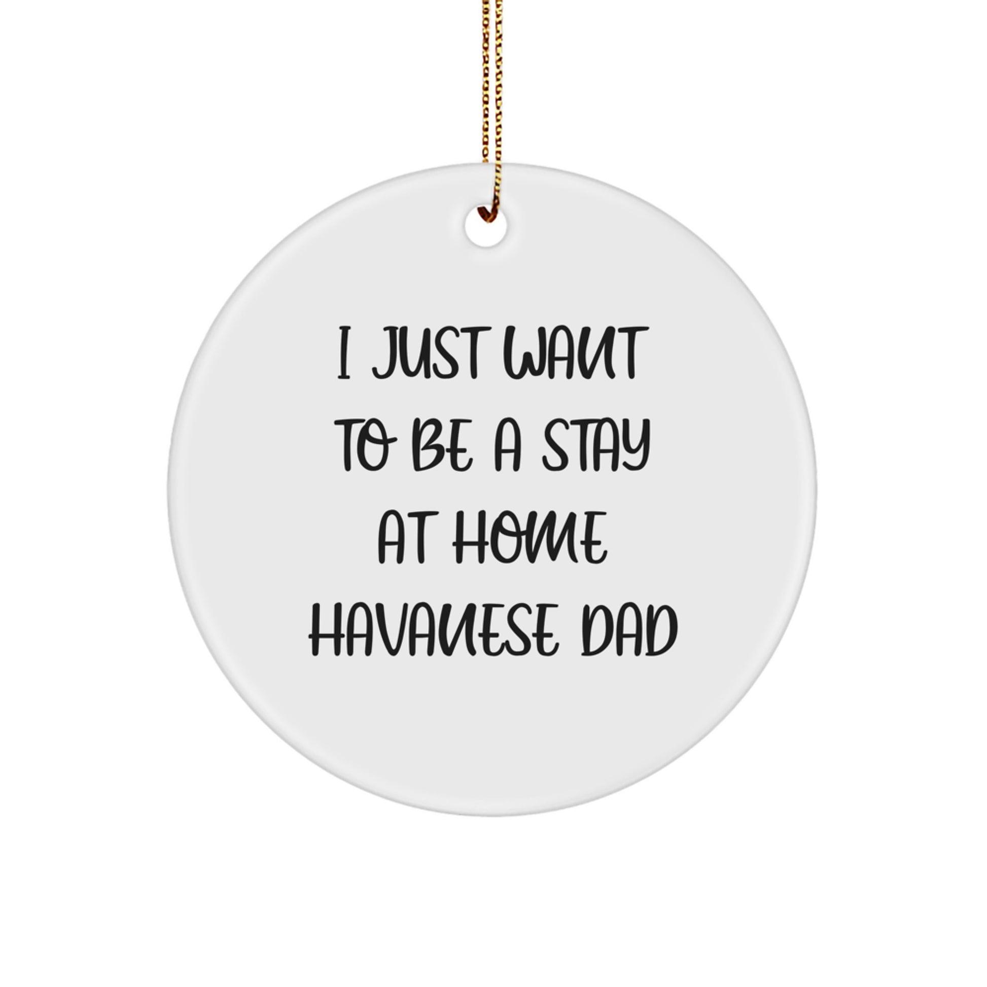 Havanese Dog Lover's Christmas Unique Gift, 'I Just Want To Be A Stay At Home Havanese Dad', Circle Ornament, Gifts from Men, for Havanese Dog, Christmas Unique Finds - Image 1