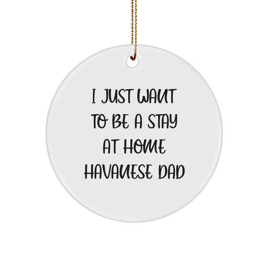 Havanese Dog Lover's Christmas Unique Gift, 'I Just Want To Be A Stay At Home Havanese Dad', Circle Ornament, Gifts from Men, for Havanese Dog, Christmas Unique Finds - Image 1