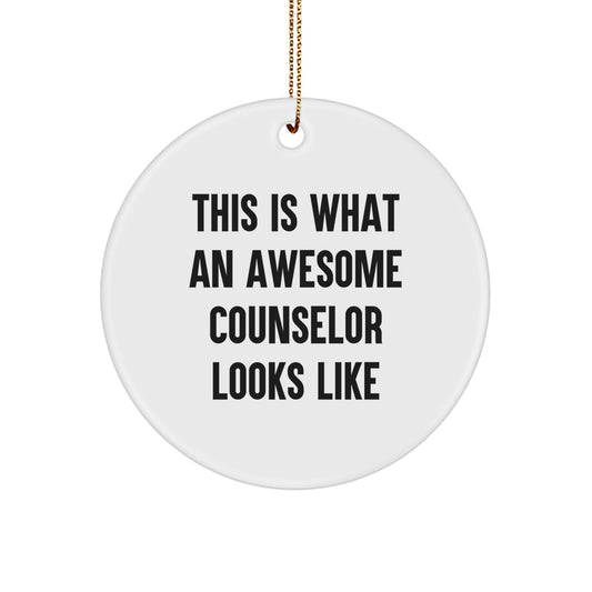 Gifts from Friends to Counselors, This Is What An Awesome Counselor Looks Like Circle Ornament, Christmas Unique Gifts for Counselors, Circle Ornament for Counselors, Awesome Counselor Gift - Image 1