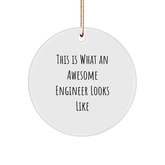 Funny Engineer Gifts for Christmas - 'This Is What An Awesome Engineer Looks Like' Circle Ornament, Gifts from Men to Engineer Friends, Family, Coworkers - Image 1