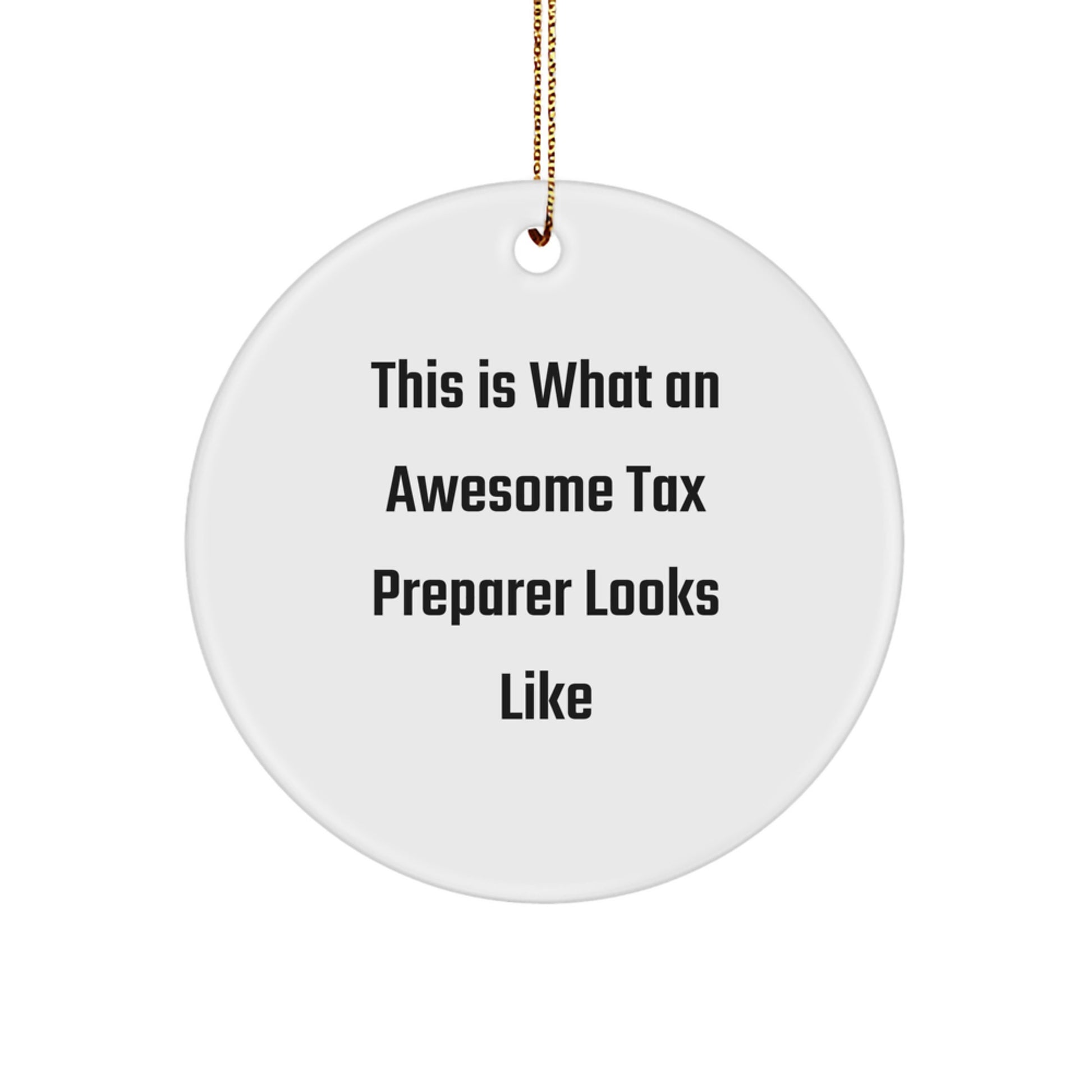 Funny Tax Preparer Gifts from Friends for Christmas - Circle Ornament with 'This Is What An Awesome Tax Preparer Looks Like' Quote - Image 1