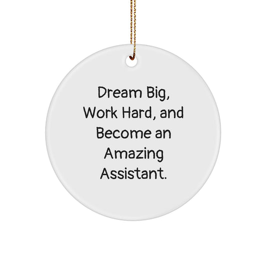Dream Big, Work Hard, Amazing Assistant Circle Ornament Gifts from Men to Friends, Coworkers, Family, and More - Image 1