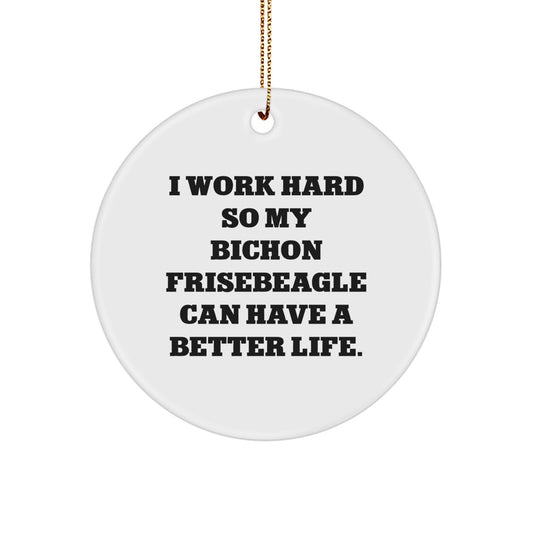 Bichon Frise Dog Lovers Gifts from Men to Friends, Funny Circle Ornament for Christmas Unique Gifts - Image 1