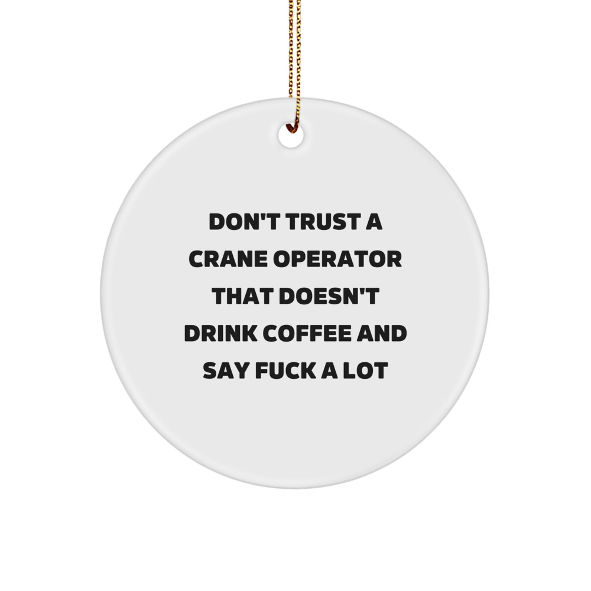 Funny Crane Operator Gifts from Men to Friends - 'Don't Trust...' Circle Ornament for Christmas - Image 1
