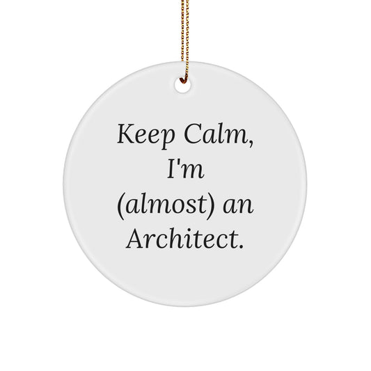 Funny Architect Gifts for Him or Her - 'Keep Calm, I'm (almost) An Architect.' Circle Ornament, Christmas Unique Gifts from Friends or Family - Image 1