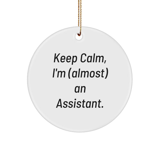 Funny Keep Calm Assistant Gifts for Christmas - Circle Ornament with Quote, Gifts from Friends, Family, or Coworkers - Image 1
