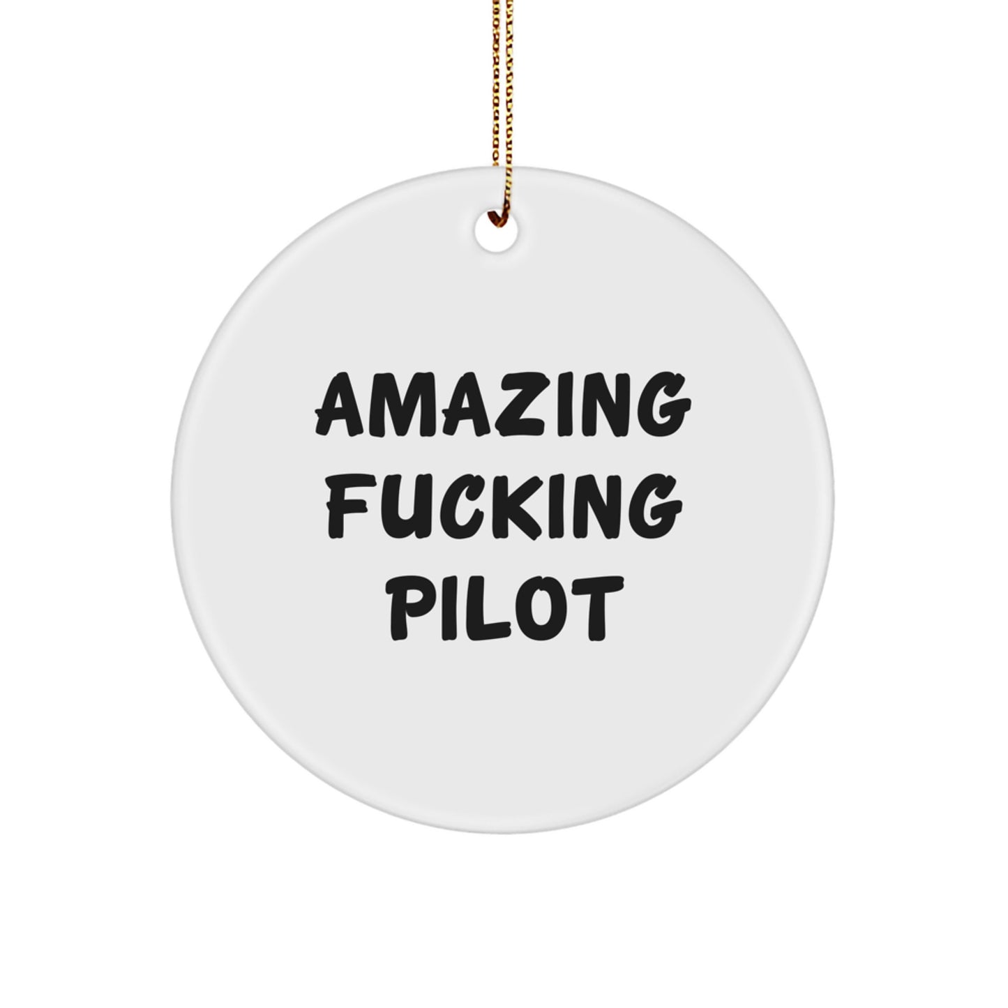 Funny Pilot Gifts for Men from Friends - Amazing F--king Pilot Circle Ornament, Christmas Unique Presents - Image 1