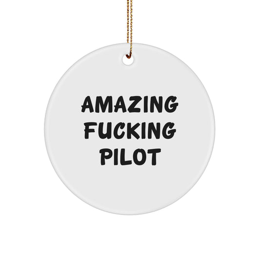 Funny Pilot Gifts for Men from Friends - Amazing F--king Pilot Circle Ornament, Christmas Unique Presents - Image 1