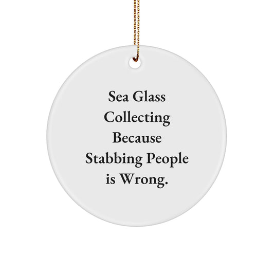 Sea Glass Collecting Enthusiasts Gifts from Family and Friends - Funny Circle Ornament, White, 2.75" tall, for Christmas Unique Gifts - Image 1