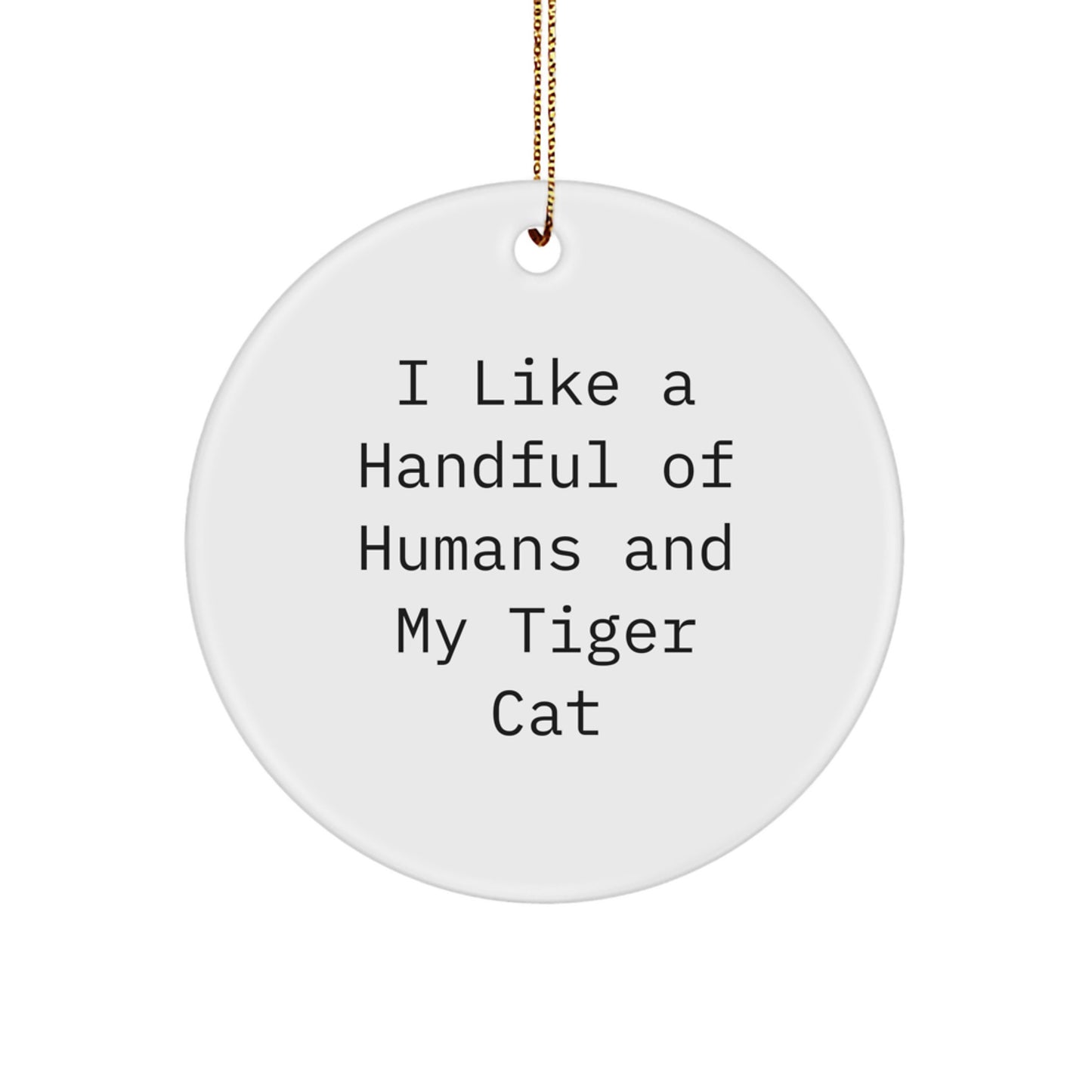 Tiger Cat Gifts for Men, Women, or Friends, Funny Circle Ornament from I Like A Handful Of Humans And My Tiger Cat, Christmas Unique Gifts - Image 1