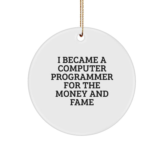 Funny Computer Programmer Gifts for Him from Friends, Unique Circle Ornament for Christmas - Image 1