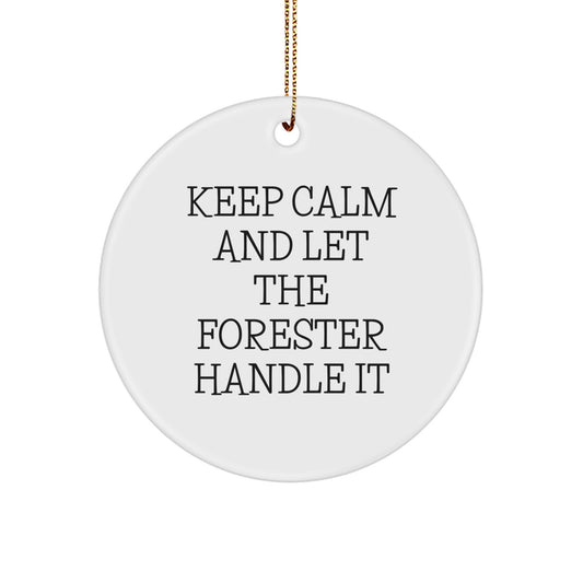 Forester Fun Circle Ornament, Gifts from Friends and Family for Christmas - Keep Calm and Let the Forester Handle It - Image 1