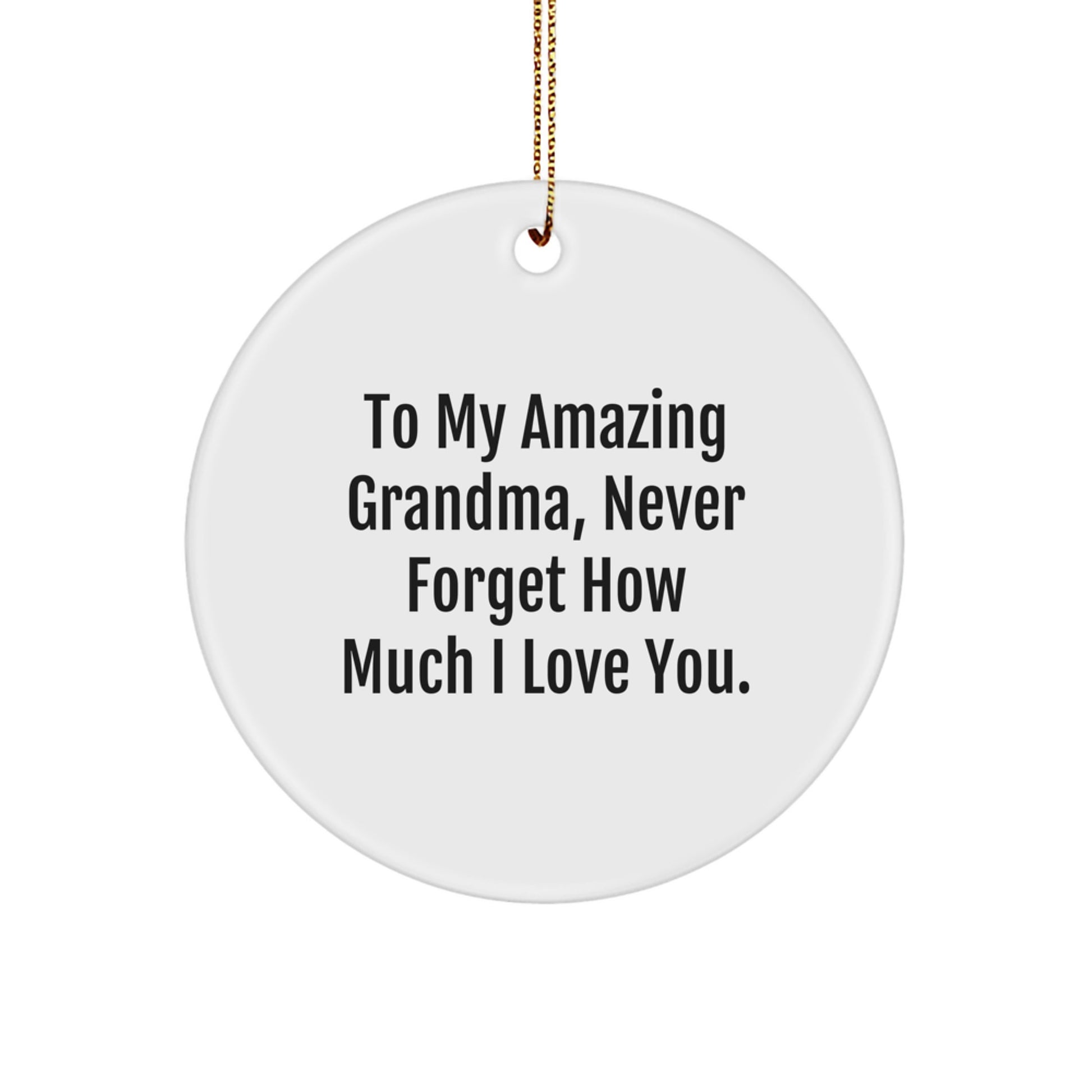 Gifts from Family, To My Amazing Grandma, Circle Ornament for Grandma's Birthday, Christmas Unique Gift for Grandma, 'Never Forget How Much I Love You' - Image 1