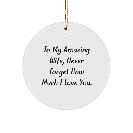 Wife Gifts from Men - To My Amazing Wife, Never Forget How Much I Love You. - Christmas Circle Ornament for Wife, Inspirational Quote on Circle Ornament, Gifts for Wife from Husband - Image 1