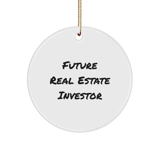Funny Real Estate Investor Gifts from Friends to Future Homeowners - 'Future Real Estate Investor' Circle Ornament for Christmas, Gifts for Men or Women - Image 1