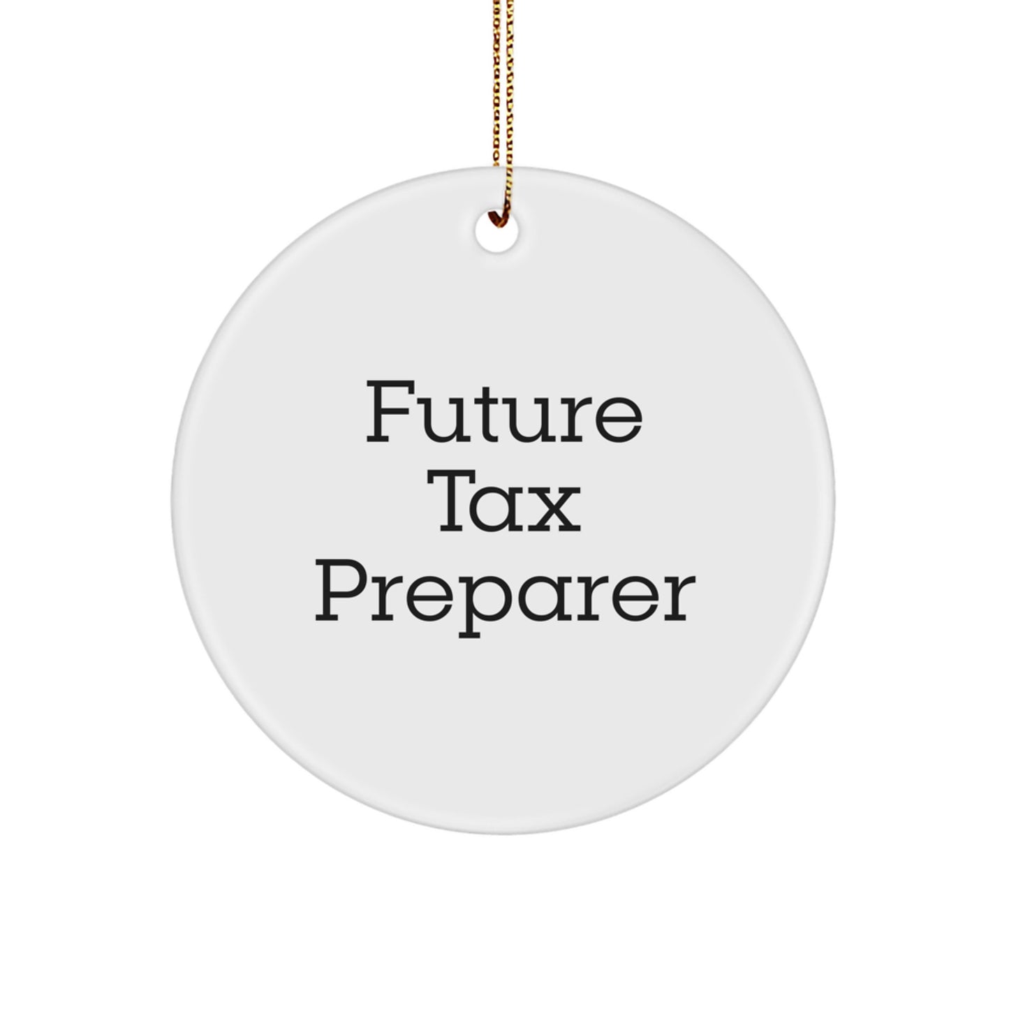 Gifts from Friends for Future Tax Preparer - Funny Quote Circle Ornament, White, Christmas Unique - Image 1