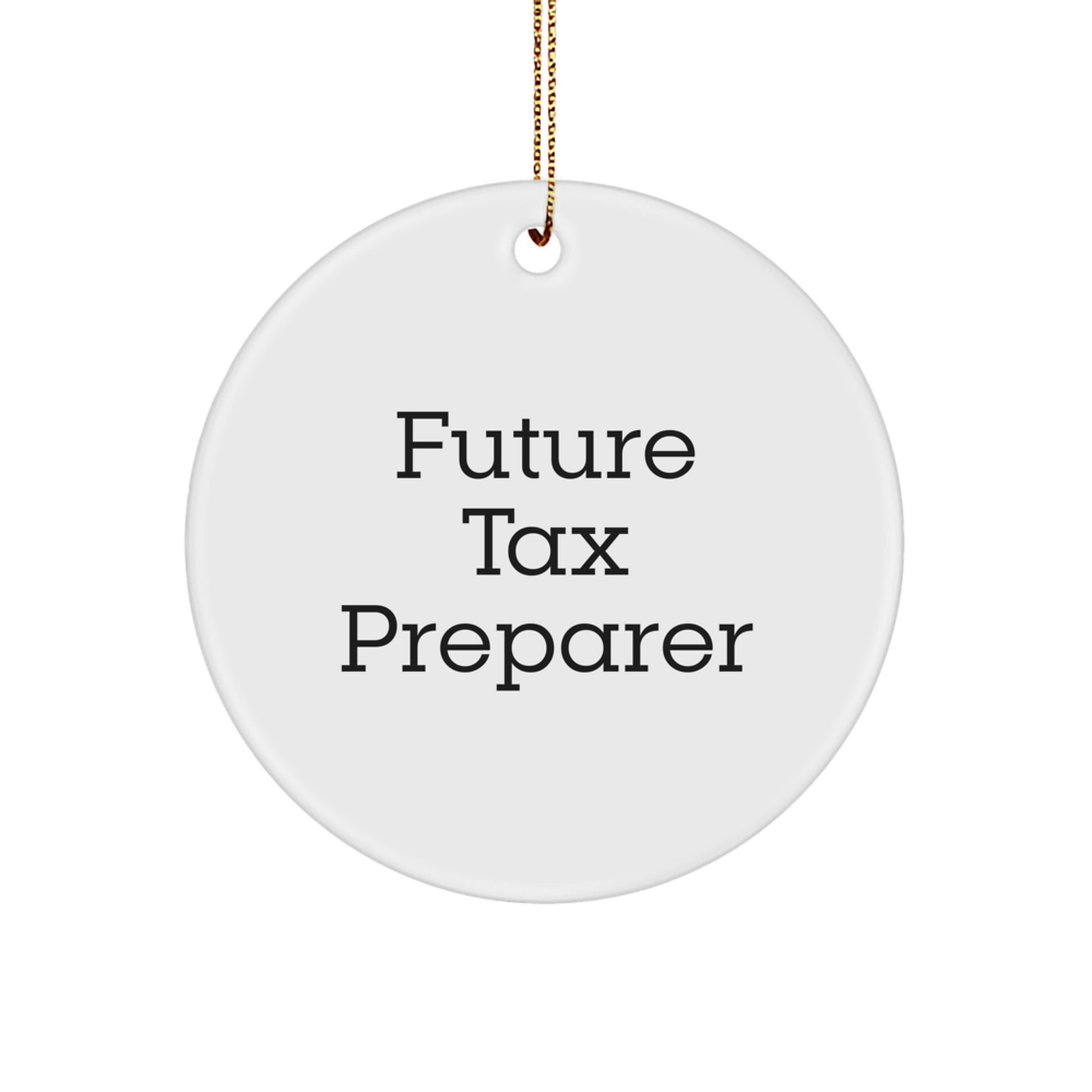 Gifts from Friends for Future Tax Preparer - Funny Quote Circle Ornament, White, Christmas Unique - Image 1