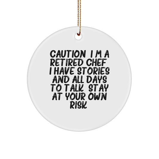 Chef's Delight Circle Ornament, Funny Quote, Gifts from Friends or Family, Stay At Your Own Risk! Chef, Circle Ornament, Christmas Unique Gifts - Image 1