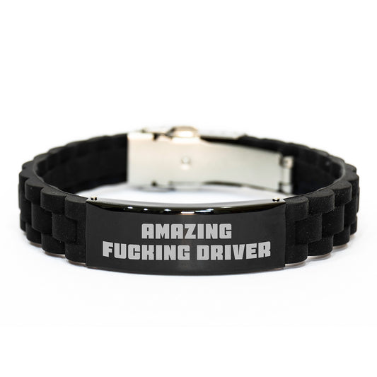 Funny Driver Gifts from Friends - Graduation Unique Brings - Amazing F--king Driver Quote Glide lock Clasp Bracelet for Driver - Image 1