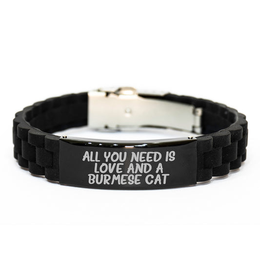 Funny Burmese Cat Gifts for Men or Women, All You Need Is Love And A Burmese Cat Glide lock Clasp Birthday Presents from Family Friends Coworkers - Image 1