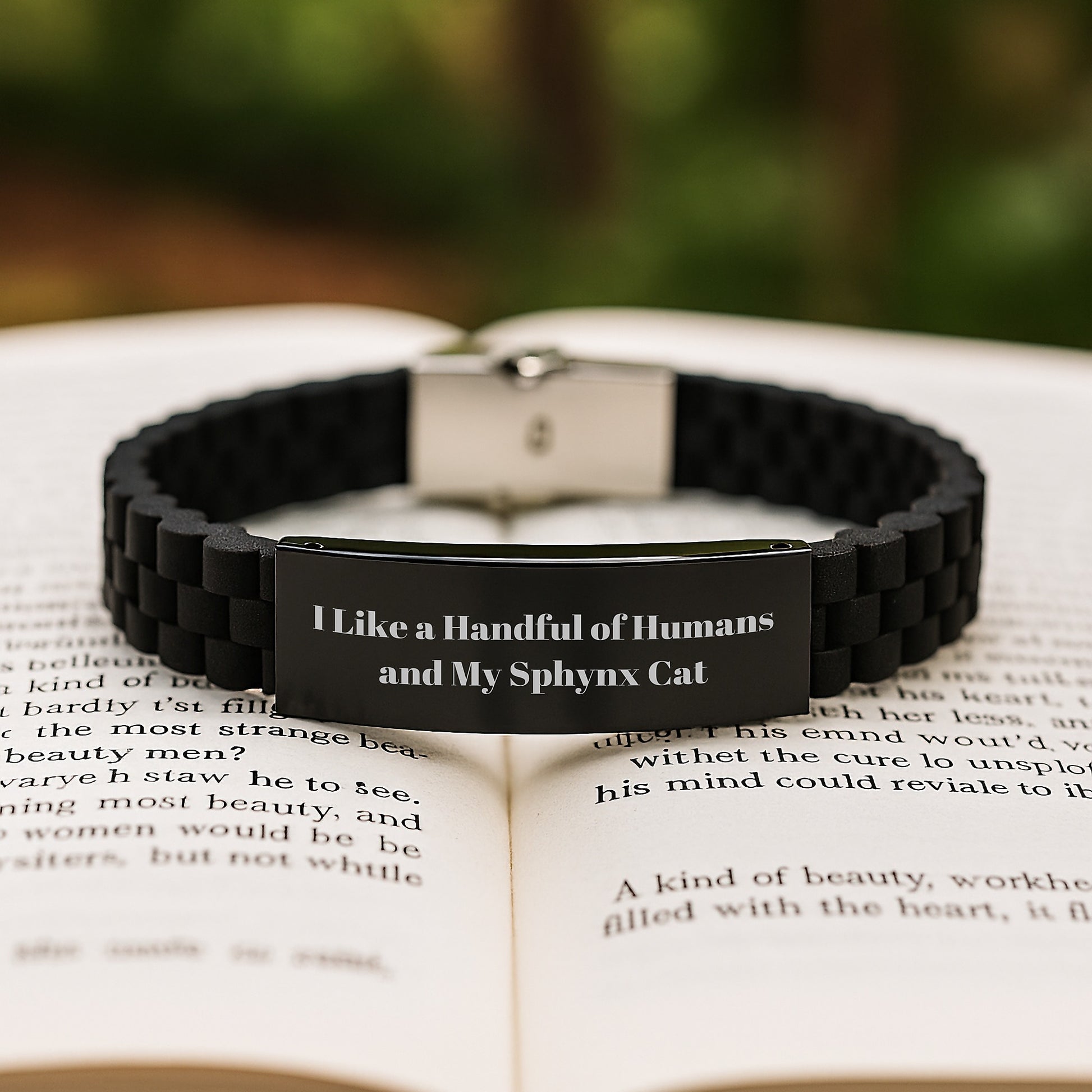 Sphynx Cat Lover's Funny Gift, I Like A Handful Of Humans And My Sphynx Cat, Glide lock Clasp Birthday Unique Gift for Friends, Coworkers, or Family, from Men or Women - Image 2