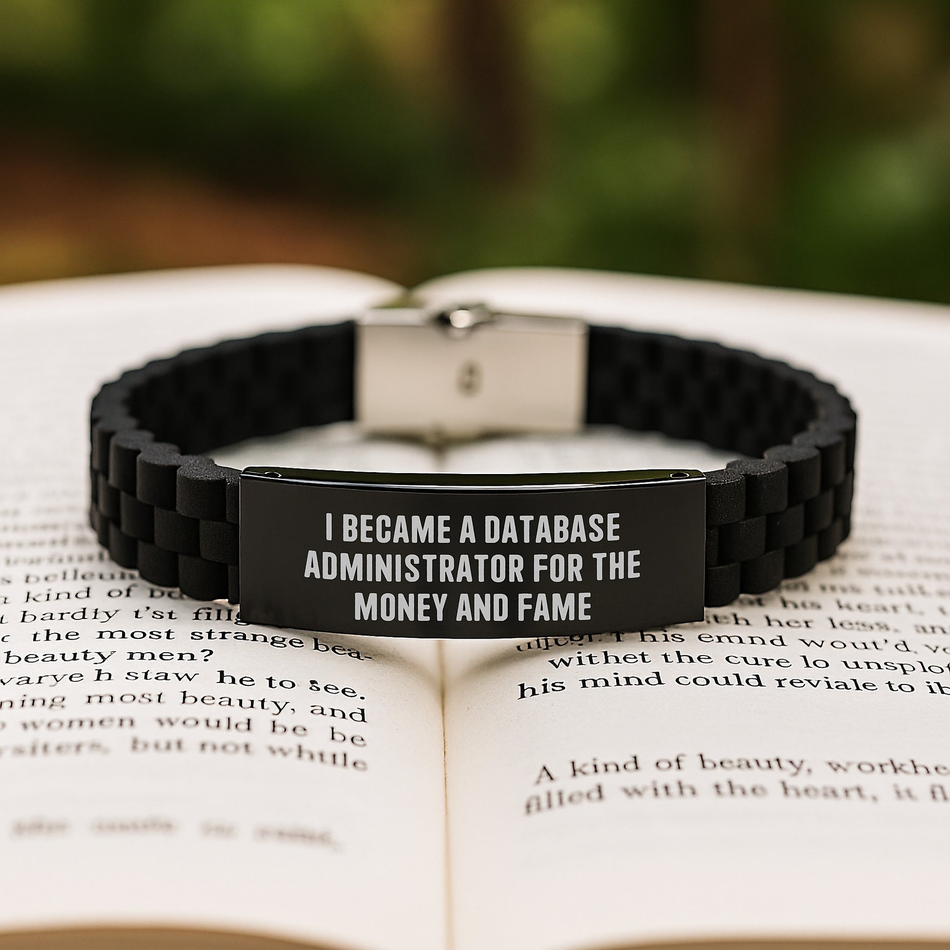 Database Administrator Gifts, Funny Quote, Adjustable Glide lock Clasp Black Stainless Steel Silicone Bracelet for Him, Gifts from Men to Friends, Perfect Graduation Unique Gifts - Image 2