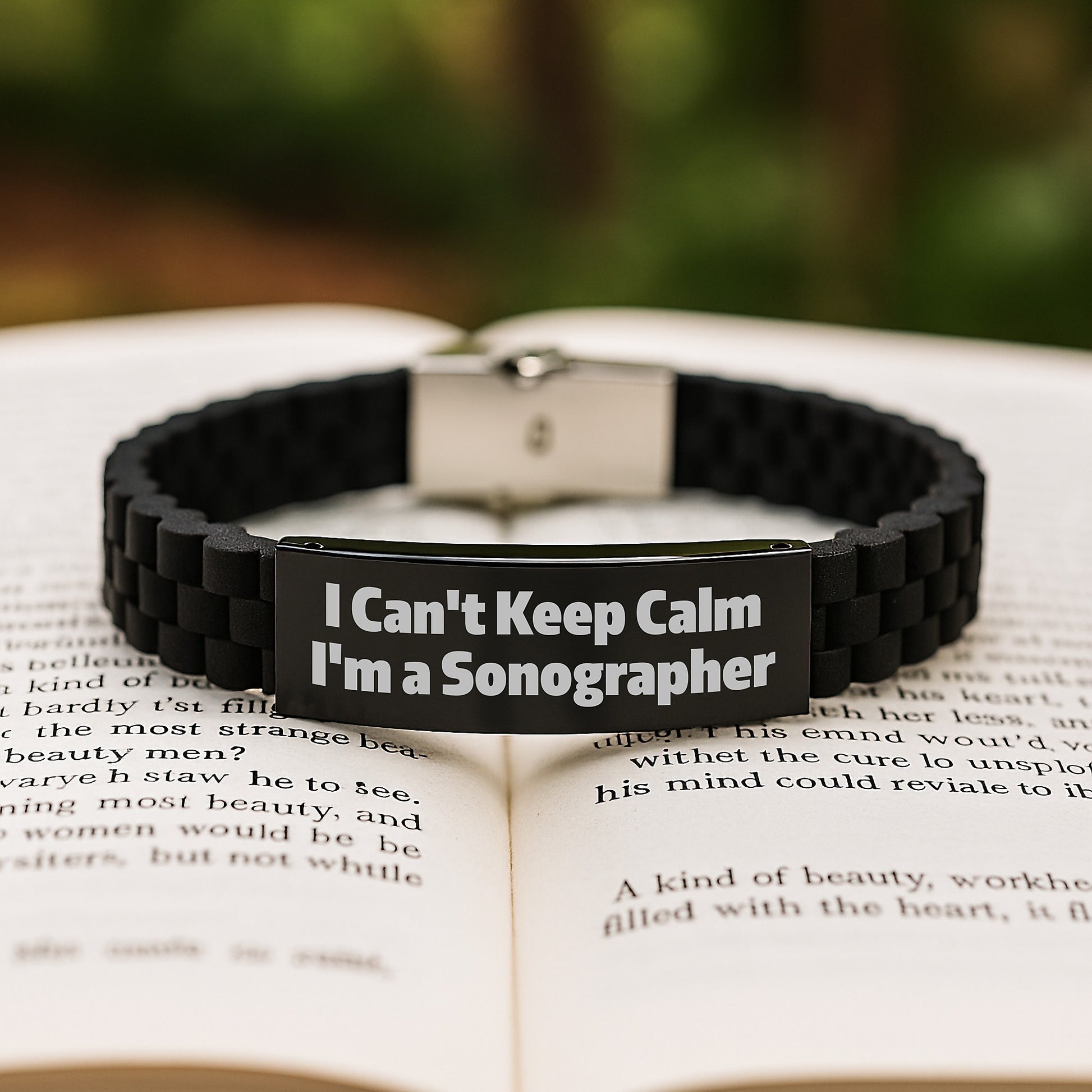 Funny Sonographer Gifts from Friends for Graduation Unique Gifts 'I Can't Keep Calm I'm A Sonographer' Glide lock Clasp Bracelet - Image 2