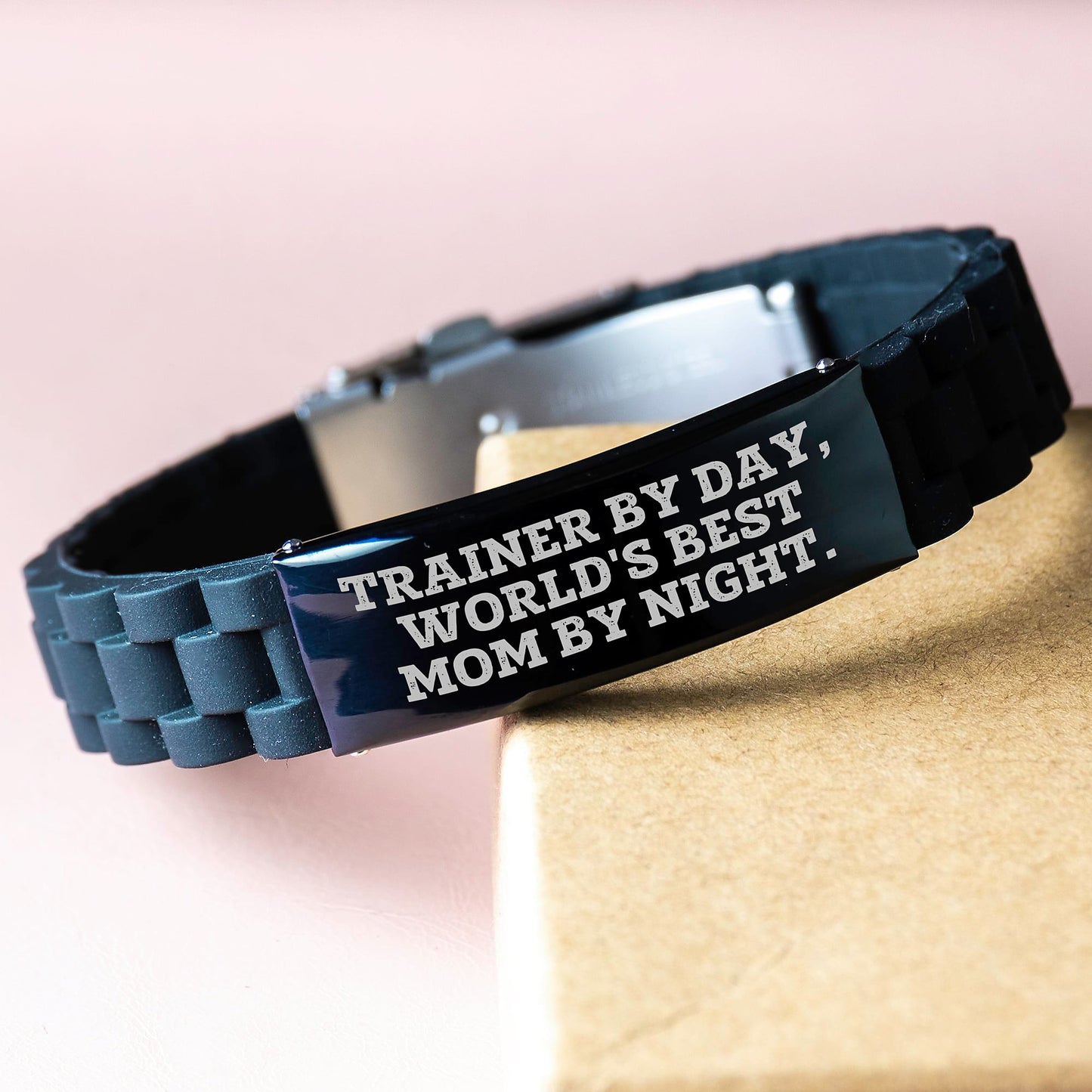 Trainer By Day World's Best Mom Gifts from Mom to Trainer Graduation Unique Inspirational Glide lock Clasp Bracelet - Image 3