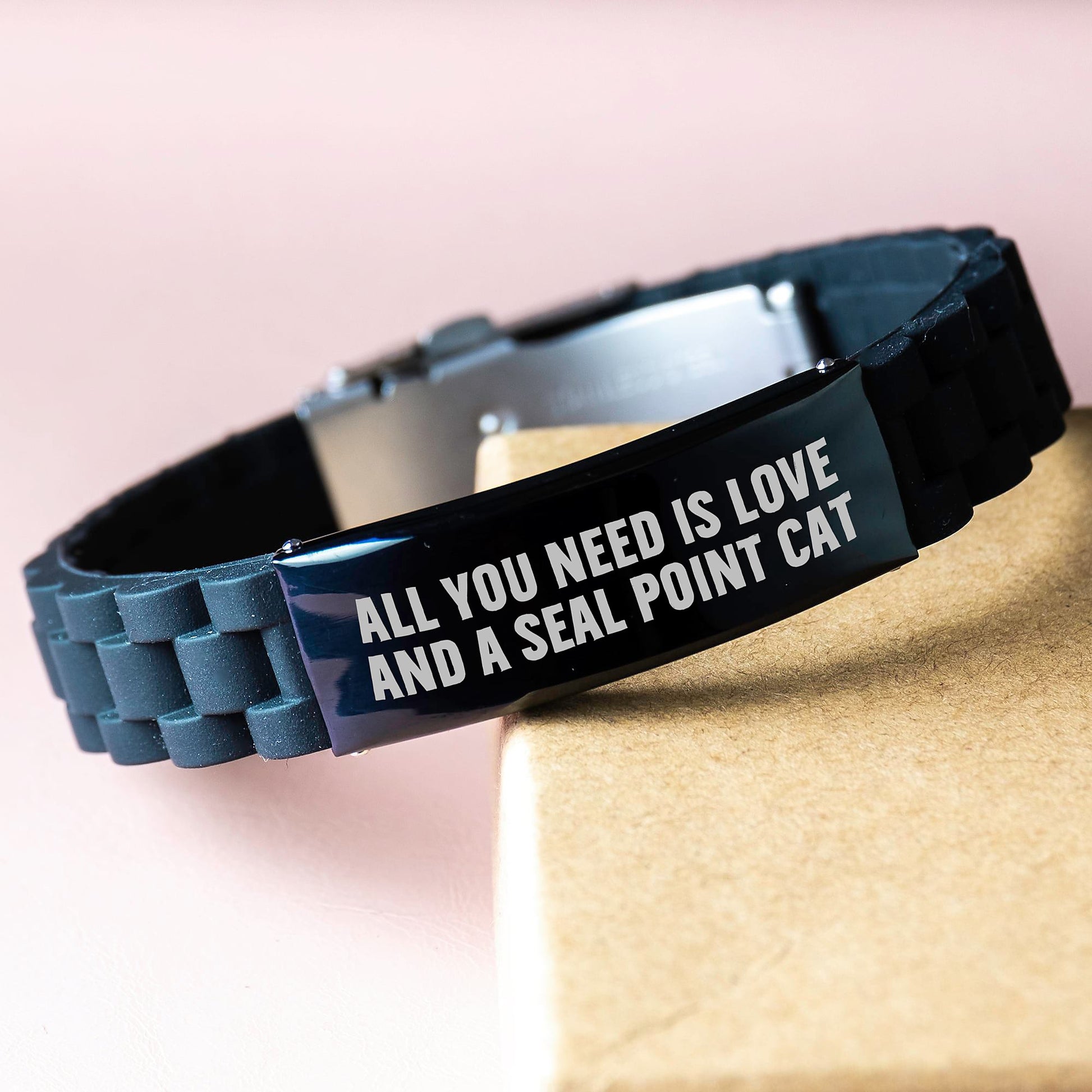 Funny Seal Point Cat Lover Gifts from Friends, Unique Birthday Unique Gifts for Seal Point Cat Enthusiasts, Adjustable Glide lock Clasp Bracelet - Image 3