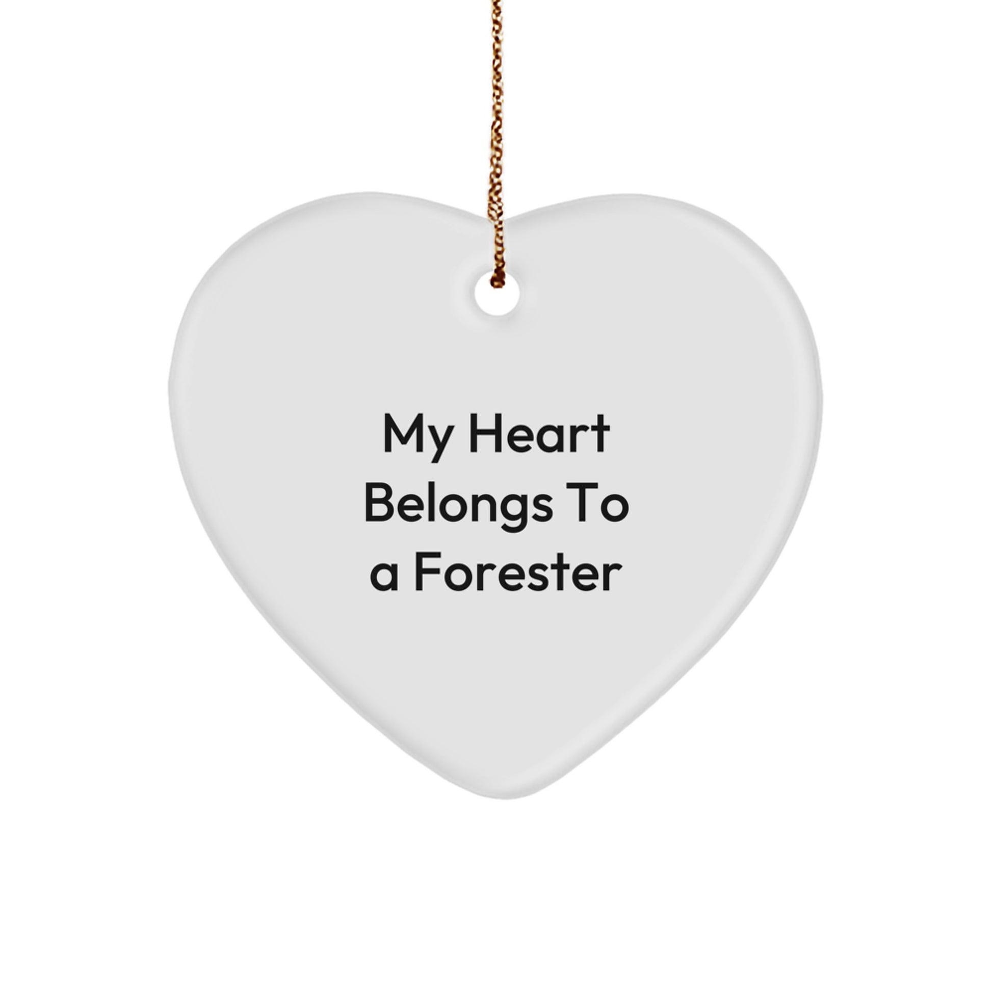 Funny Forester Gifts - My Heart Belongs To A Forester Heart Ornament, Christmas Unique Gifts from Men to Women, Friends, Coworkers, Family - Image 1