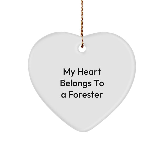 Funny Forester Gifts - My Heart Belongs To A Forester Heart Ornament, Christmas Unique Gifts from Men to Women, Friends, Coworkers, Family - Image 1