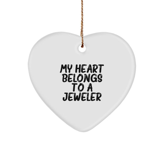 Funny Jeweler Gifts from My Heart Belongs to a Jeweler, Christmas Heart Ornament, Gifts for Jeweler - Image 1