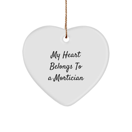 Mortician Gifts from Friends, Christmas Unique My Heart Belongs To A Mortician Heart Ornament for Mortician, Women, Family - Image 1