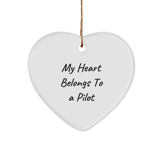 Pilot Gifts from - My Heart Belongs To A Pilot Heart Ornament for Christmas, Unique Present for Pilots, Friends, and Family - Image 1