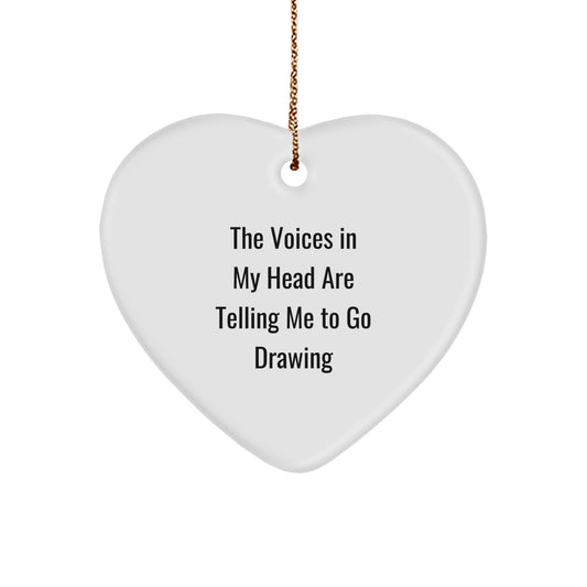 Funny Drawing Quote Heart Ornament, Gifts from Friends for Drawing Enthusiasts, Perfect for Christmas Unique Gifts - Image 1