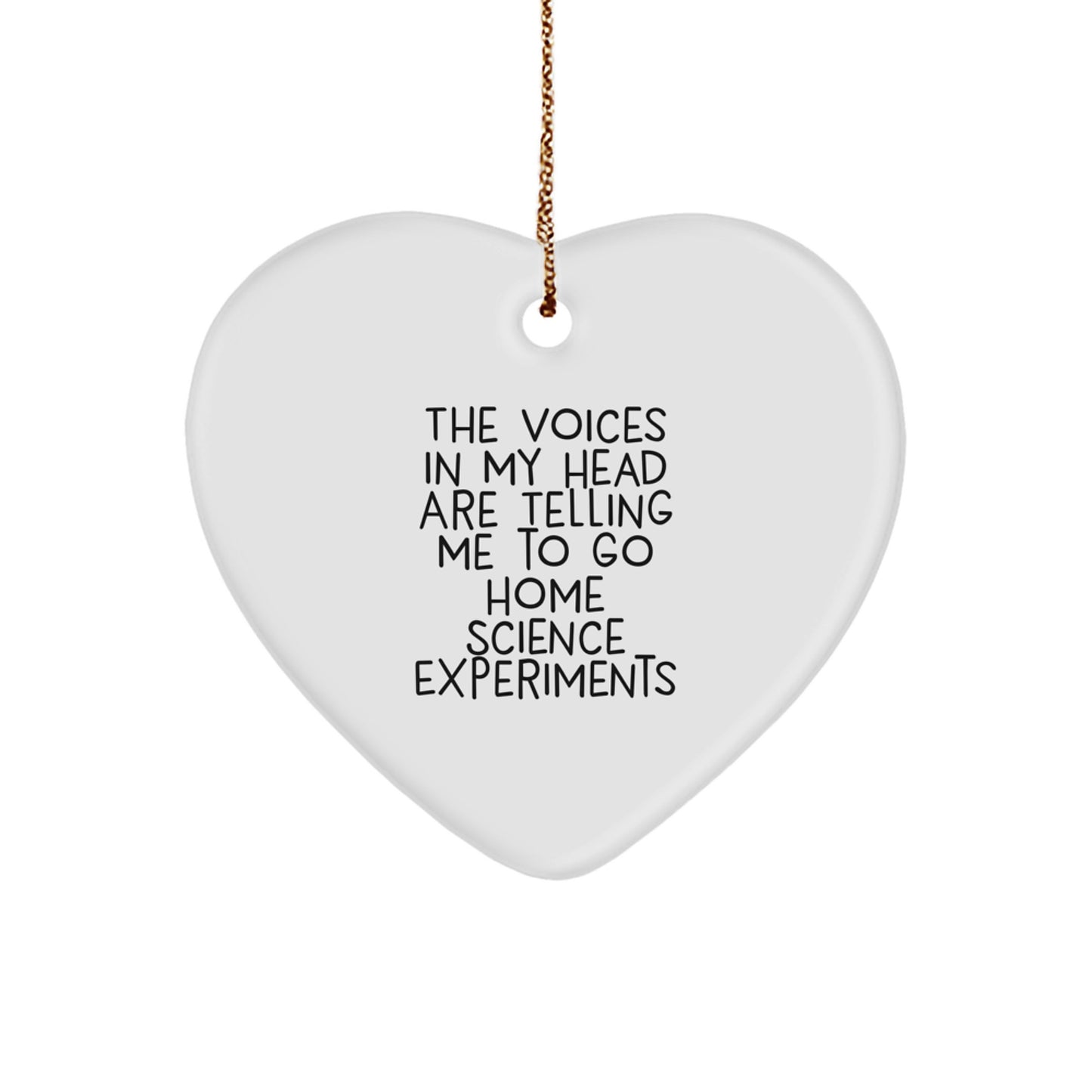 Funny Home Science Experiments Gifts for Men from The Voices In My Head Are Telling Me To Go Home Science Experiments, Heart Ornament for Christmas - Image 1