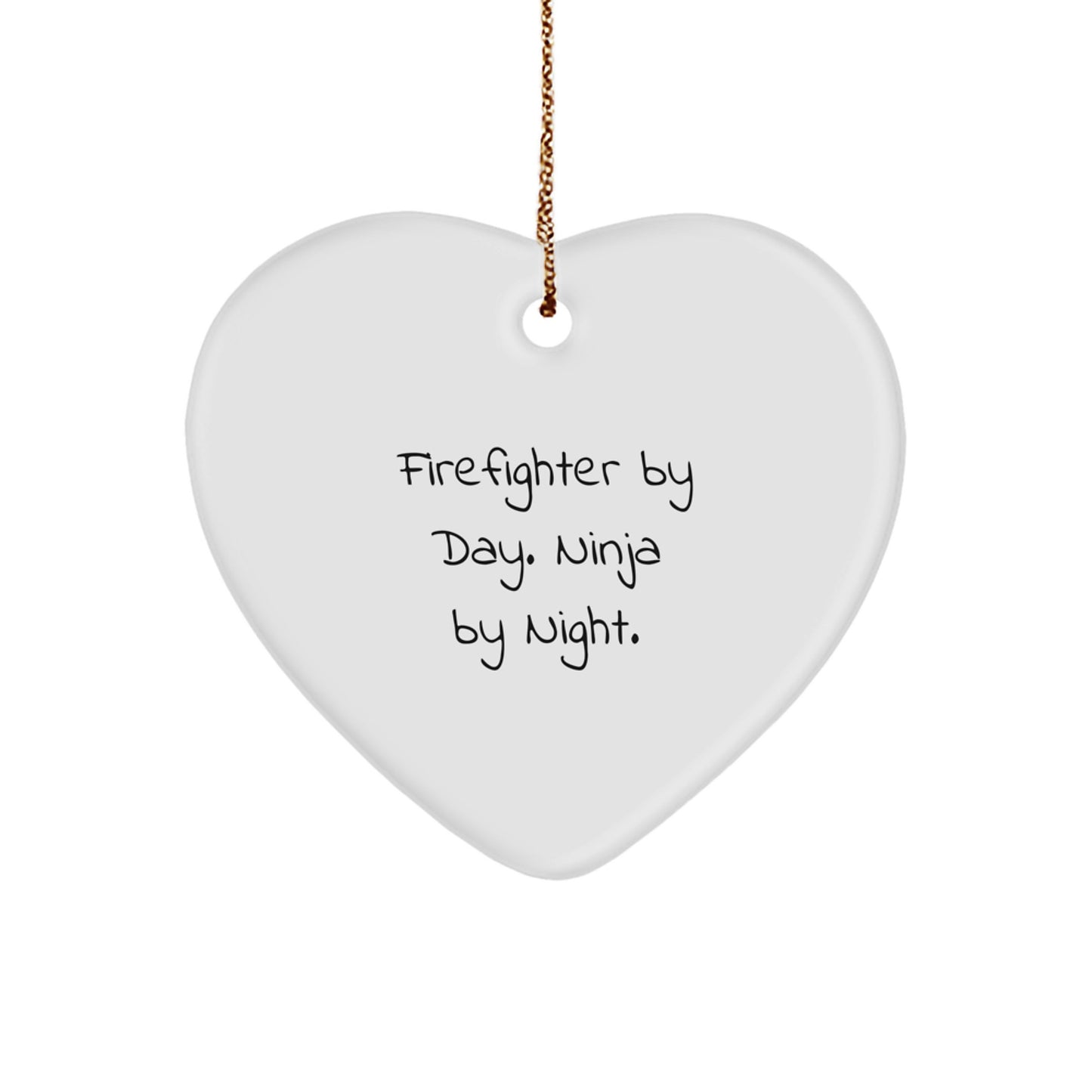 Firefighter Gifts by Day, Ninja Gifts by Night - Funny Heart Ornament for Men's Christmas Unique Gifts - Image 1