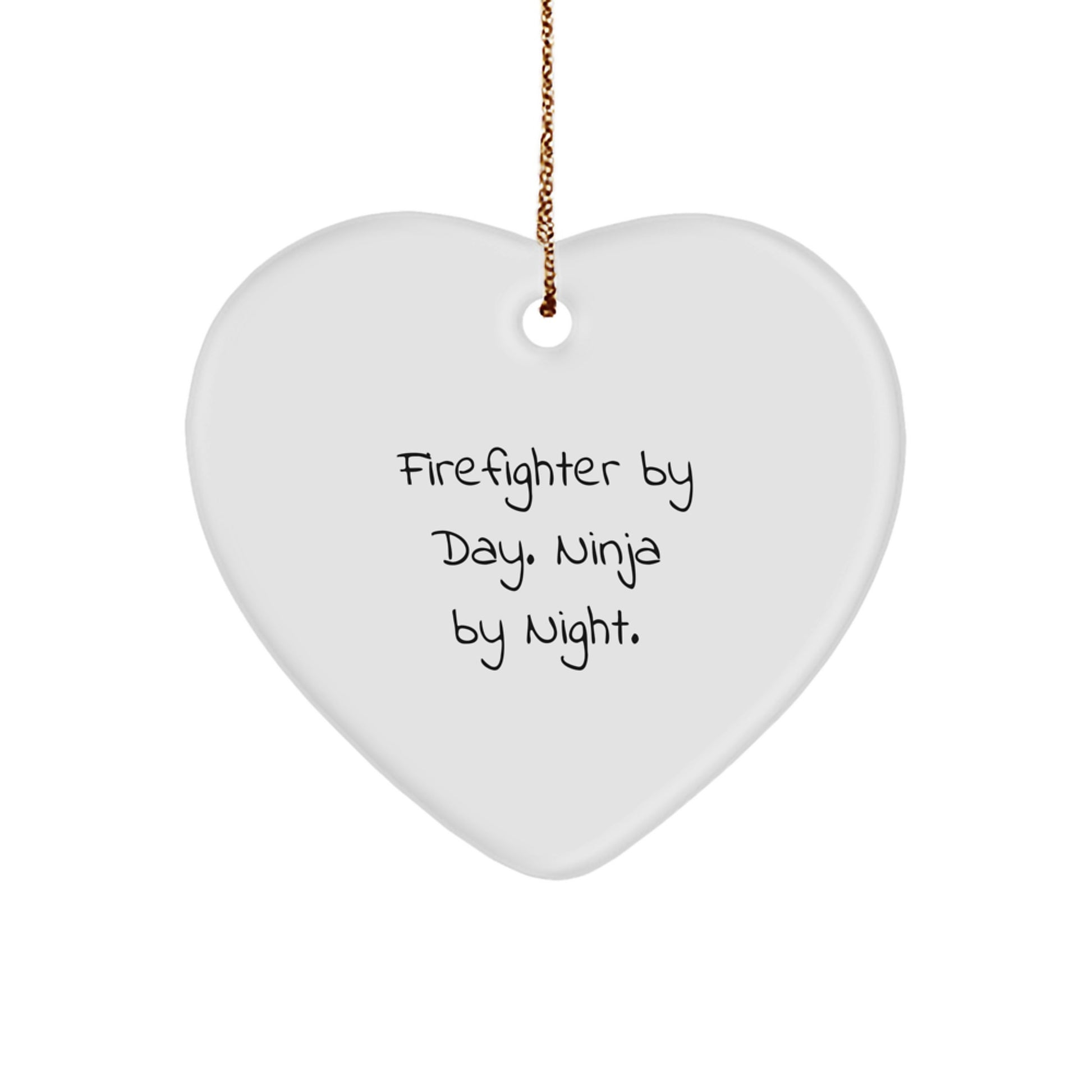 Firefighter Gifts by Day, Ninja Gifts by Night - Funny Heart Ornament for Men's Christmas Unique Gifts - Image 1