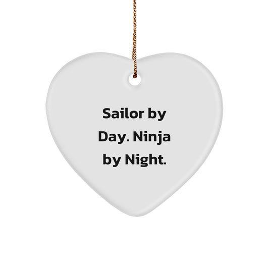 Sailor Gifts by Day, Ninja Gifts by Night - Heart Ornament for Christmas - Image 1