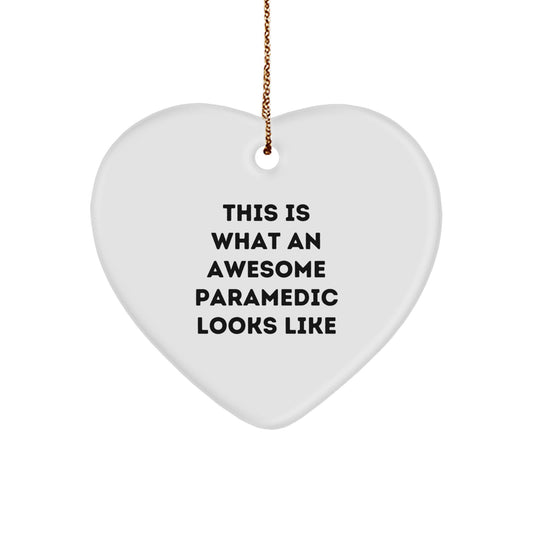 Funny Rescue Worker Gifts from Family - This Is What An Awesome Rescue Worker Looks Like Heart Ornament for Christmas - Image 1