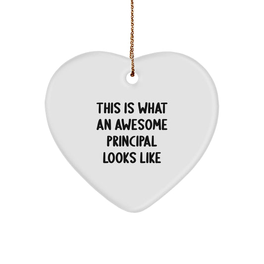 Inspirational Principal Gifts, Heart Ornament, This Is What An Awesome Principal Looks Like, Christmas Unique Gifts from Family - Image 1