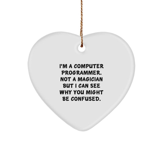 Funny Computer Programmer Heart Ornament Gifts from Friends for a Unique Christmas Memorable Present - Image 1
