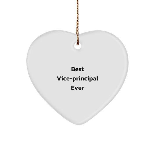 Funny Vice-principal Gifts from Friends, Best Vice-principal Ever Heart Ornament for Christmas, 'The Best Ever' Quote, White Heart Shaped, Durable MDF with High-Gloss Finish - Image 1