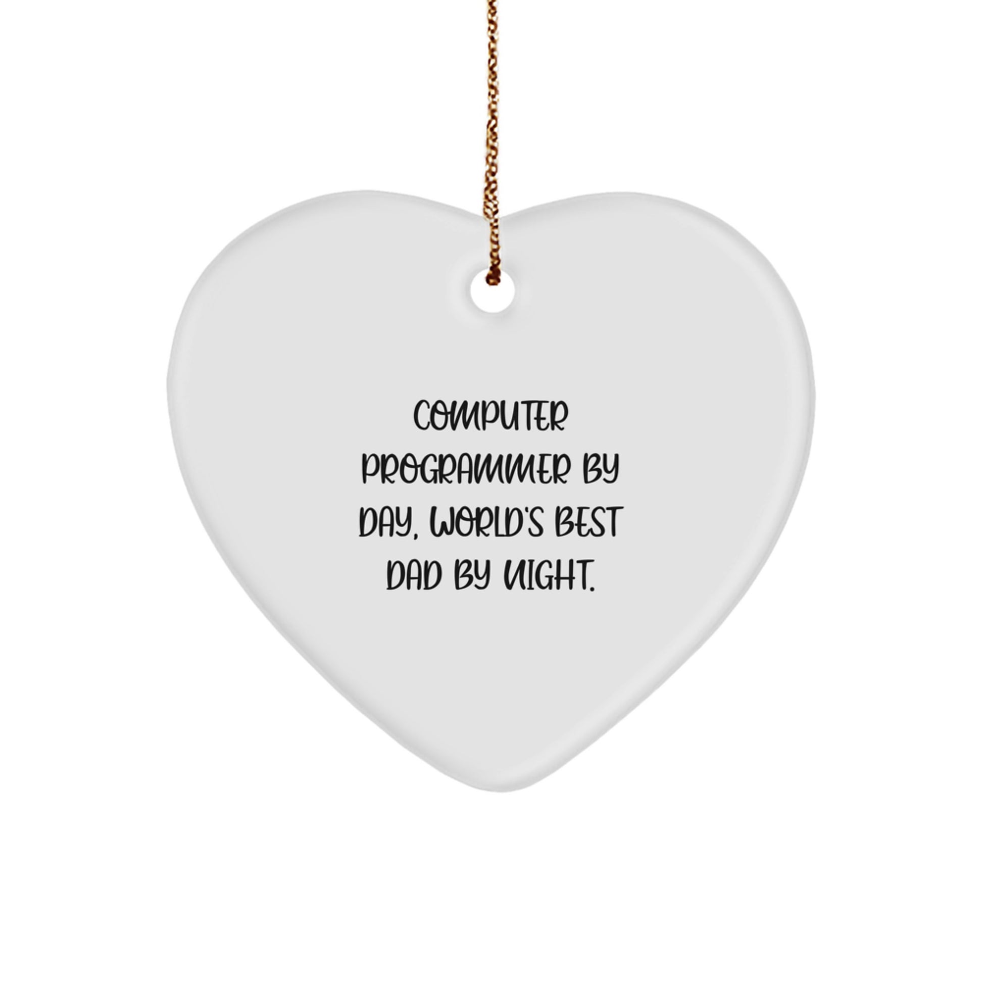 Computer Programmer Gifts for Him by Day, World's Best Dad by Night, Heart Ornament, Funny Christmas Unique Gift Ideas from Men to Friends, Coworkers, and Family - Image 1