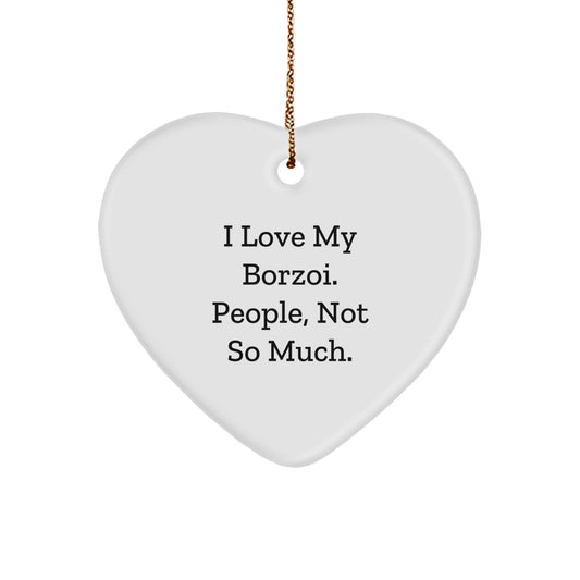Borzoi Dog Lovers Funny Gifts from Men to Borzoi Dog Owners, Heart Ornament for Christmas Unique Gifts - Image 1