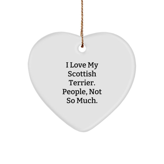 Scottish Terrier Dog Lovers Gifts from Men to Family - I Love My Scottish Terrier. People, Not So Much. Christmas Heart Ornament - Image 1