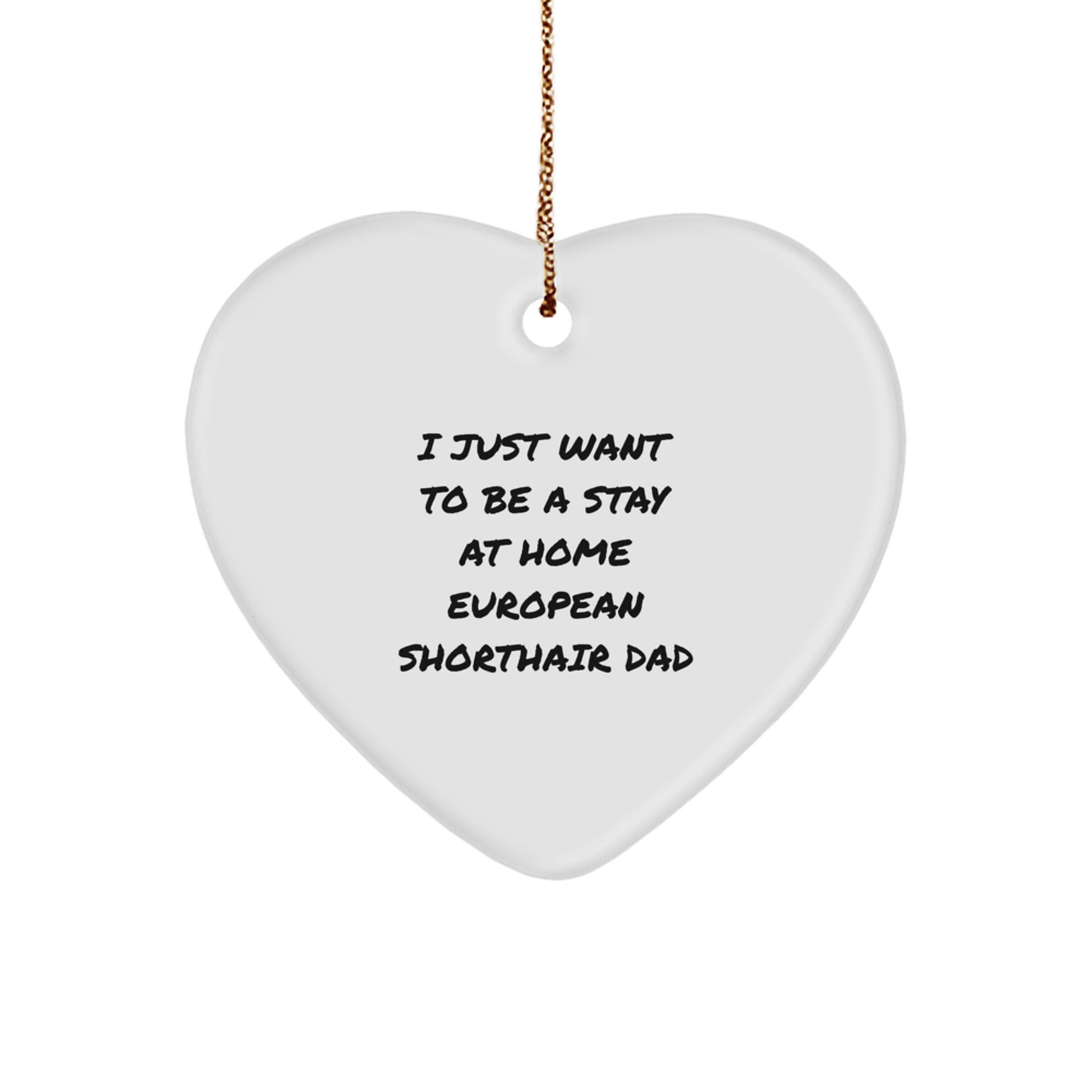 Funny European Shorthair Cat Dad Gifts for Him from Friends, Unique Heart Ornament for Christmas, 'I Just Want To Be A Stay At Home European Shorthair Cat Dad' Quote, Gifts from Coworkers to Family - Image 1