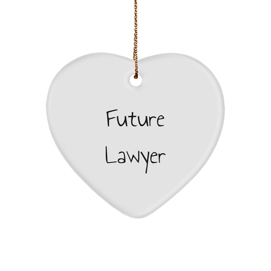 Funny Lawyer Quote Heart Ornament, Gifts from Friends or Coworkers, 'Future Lawyer' Christmas Decoration - Image 1