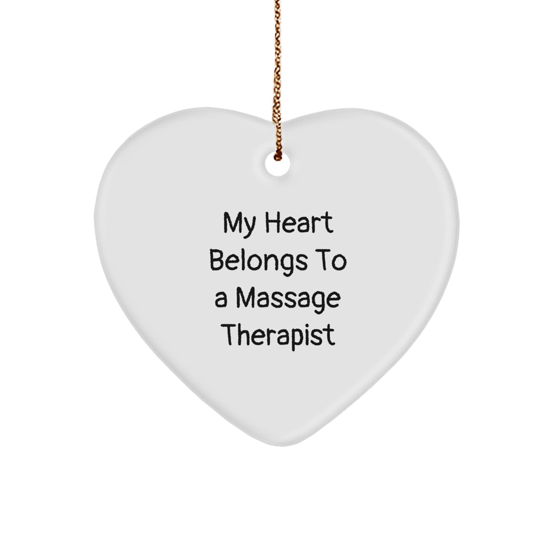 Massage Therapist Gifts from Heart to Heart - 'My Heart Belongs To A Massage Therapist' Heart Ornament for Christmas - Image 1